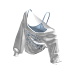 Cozy Baggy Kitty Sweater (White&Blue)