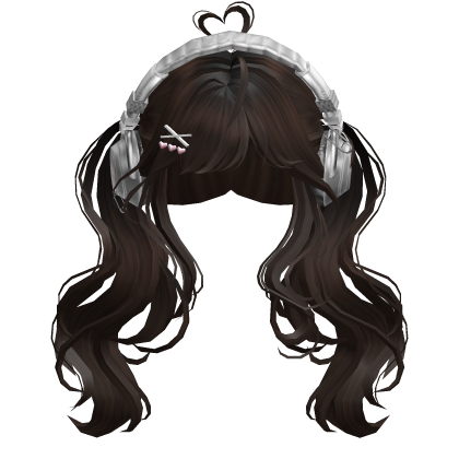 Cute Wavy Pigtails w/Headphonnes (Dark Brown)