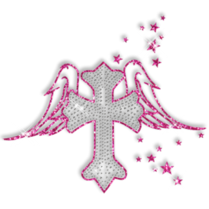 TB PNG Rhinestone Pink Wing Cross Y2K Style Roblox decal