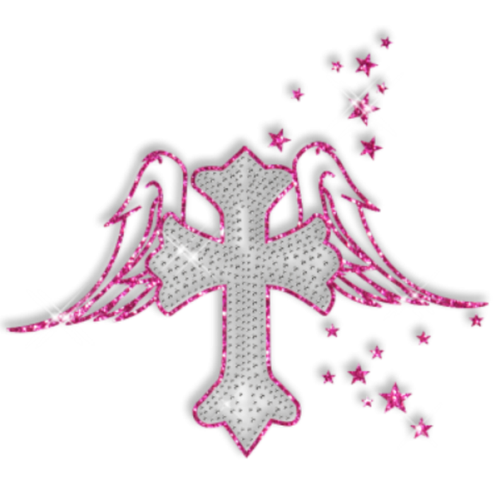 TB PNG Rhinestone Pink Wing Cross Y2K Style Roblox decal
