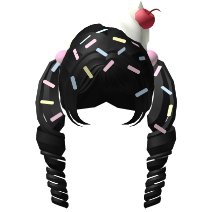 cute icecream sprinkle black hair curly pigtails ♡