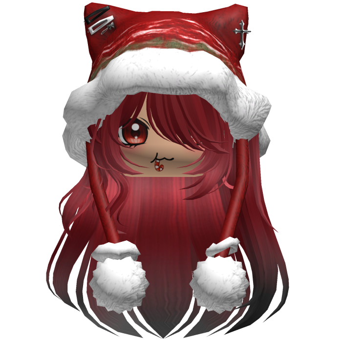 Long Black and Red hair cute Christmas hat Y2k