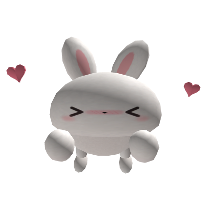 Cute White Pink Bunny with Hearts Kawaii