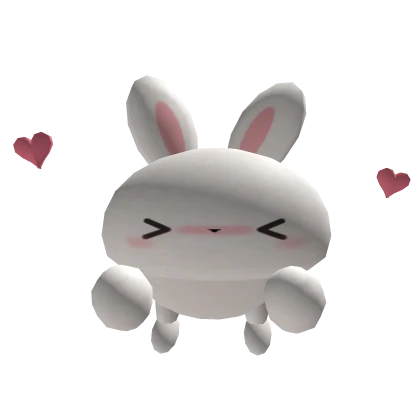 Cute White Pink Bunny with Hearts Kawaii Roblox item render