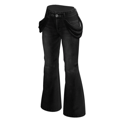 Flared Jeans with Hip Chains (Black)