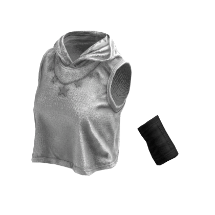 Sleeveless Stylish Hoodie (White Black)
