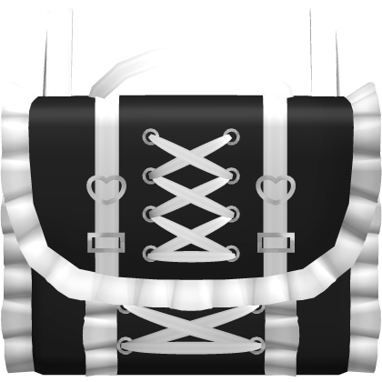 kawaii ruffled white n black letter backpack 3.0 Roblox item