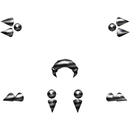 striped silver face piercing set
