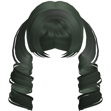 Cute Swirly Long Pigtails (Dark Green)
