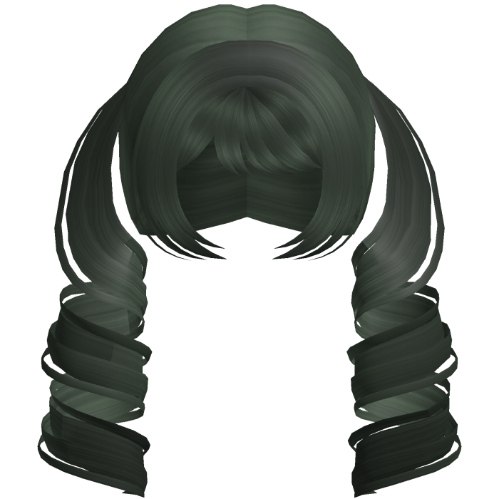 Cute Swirly Long Pigtails (Dark Green)