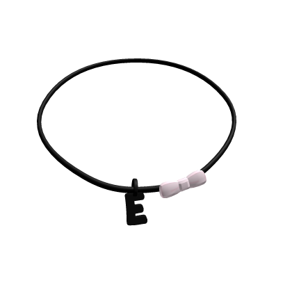 Initial "E" Cute Dainty Black necklace with Bow Roblox item