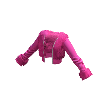Hot Pink Y2K Gyaru Fluffy Fur Crop Jacket • DD22