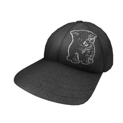 Y2K Washed Black Kitty Backwards Cap