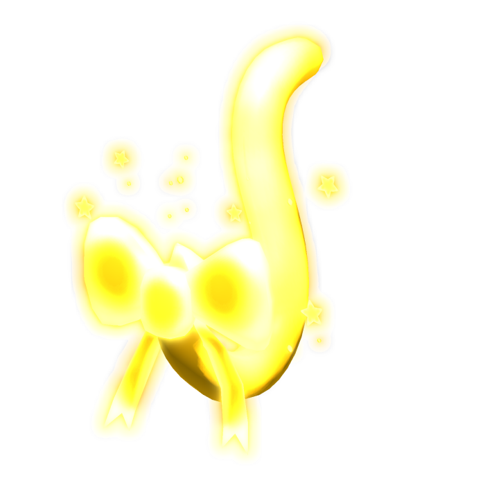[GLOWING] Golden Cat Tail Bow Stars Cute Aura