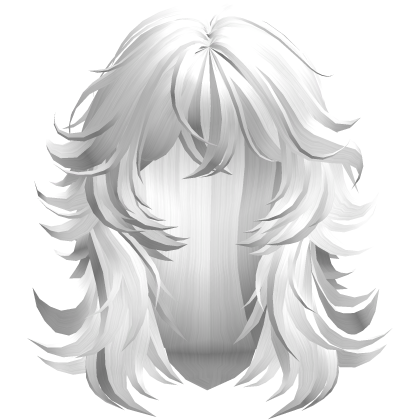 Messy Grunge Emo Layered Anime Wolf Cut in White Roblox item