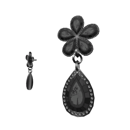 Black Floral Gem Earrings
