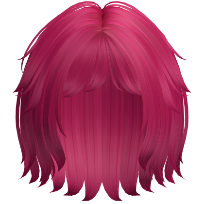 Soft Messy Bob w/ Curtain Bangs (Hot Pink)
