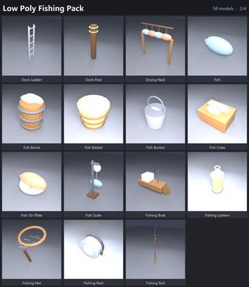Low Poly Fishing Pack x58 preview 2