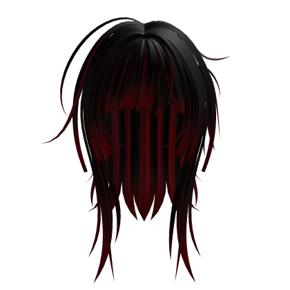 y2k spinny hairstyle emo anime red and black Roblox item