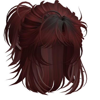 Anime Androg Wolfcut Ponytail Dark Red