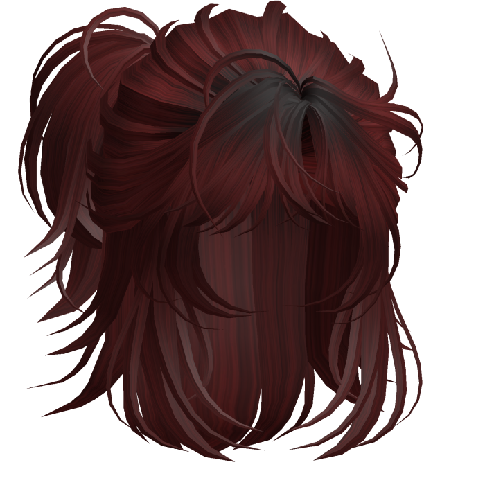 Anime Androg Wolfcut Ponytail Dark Red