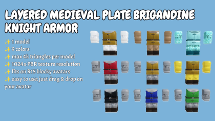 [Layered R15] Medieval brigandine knight armor preview 1