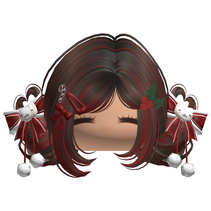 ♡ Christmas Buns w/ Bows (Brown & Red)