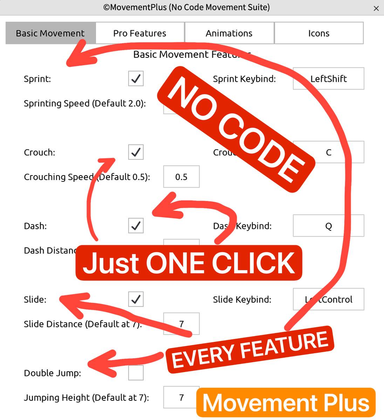 No Code Script - Shift to Sprint Movement Plus Pro preview 2