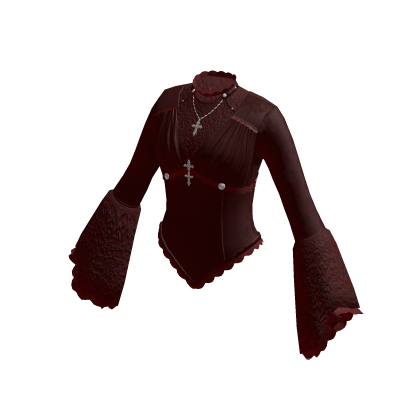 Pointed Hem Top with Flared Cuffs (Burgundy)