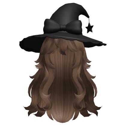 Brown Wavy Hair with Halloween Witch Hat Roblox item
