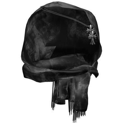 Grunge Headscarf With Rosary (Black) thumbnail