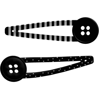 琳 cute button hairclip in white and black