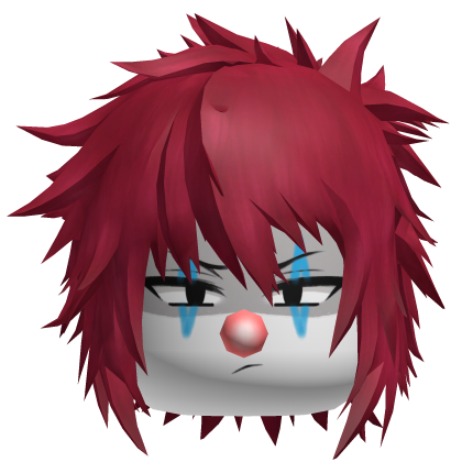 Red Spiky Clown Anime Boy Hair w/ nose