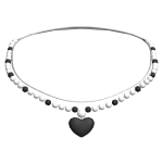 🍀Black Pearls & Heart Layered Necklace