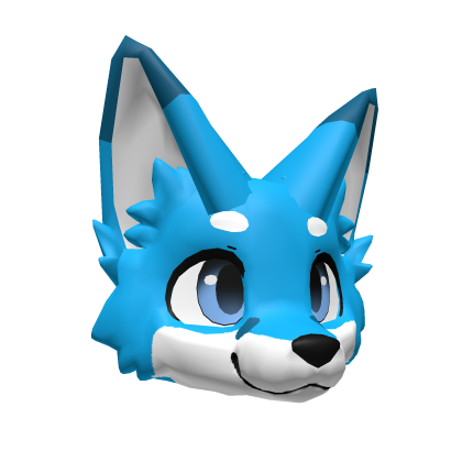 Cyan Furry Fox Head - Roblox