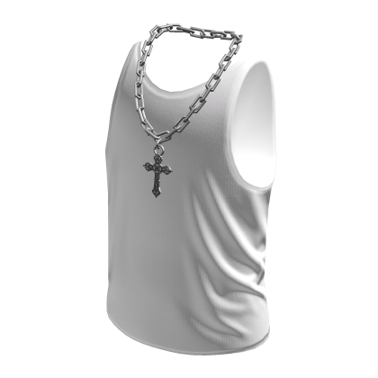Tank Top White Silver Cross Chain thumbnail