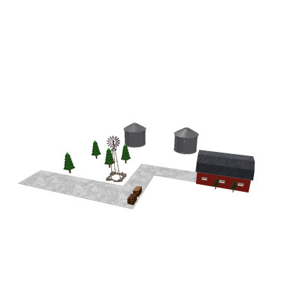 barn with dumpsters