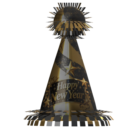 Happy New Year Party Hat Black & Gold
