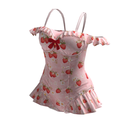 Coquette Floral Ruffle Swimsuit Pink Roblox catalog item
