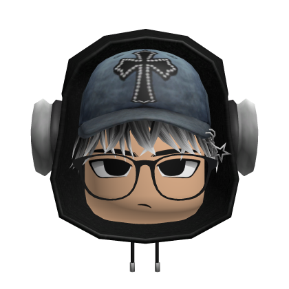 Hoodie Blue Cap W Headphones + Intimidating Face  Roblox item