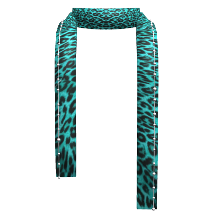 Teal Leopard Y2K Winter Scarf