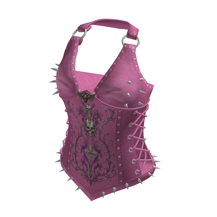 Spiked Ring Strap Corset Top (Pink)