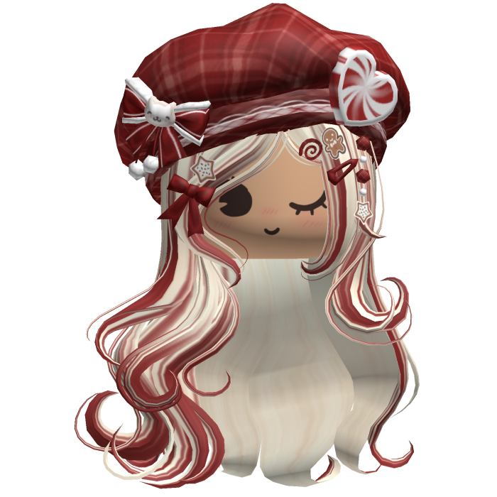 ♡ Christmas Swirls w/ Beret (Beige & Red)