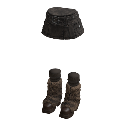 Mini Skirt with Studded Belt (Dark Gray)