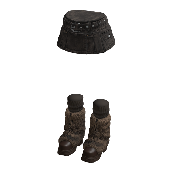 Mini Skirt with Studded Belt (Dark Gray)
