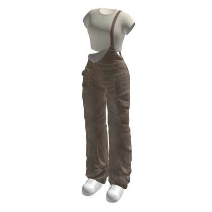 🍀Oversized Denim Overalls Outfit (Brown)