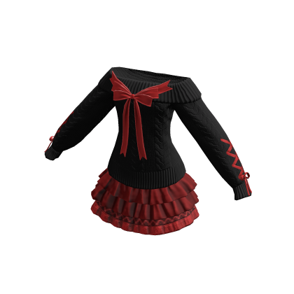 Bow Sweater Dress Jirai Kei Chic Skirt Christmas thumbnail