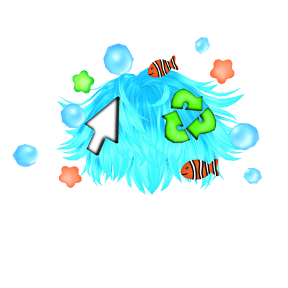  frutiger aero fish messy anime boy hair neon blue Roblox item