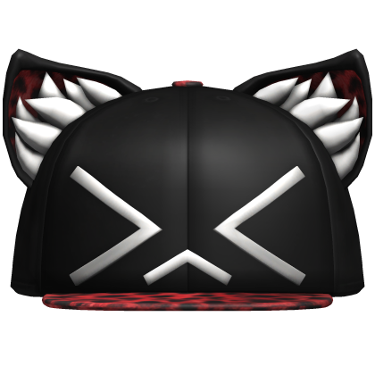 >_< red cheetah white fur hat Roblox item
