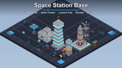 Low Poly Space Station Base Map Sci Fi preview 1